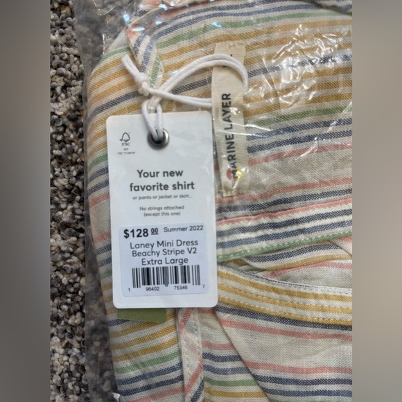 NWT Marine Layer Laney Striped Linen Mini Dress in Yellow Stripes Size XL - Picture 5 of 5
